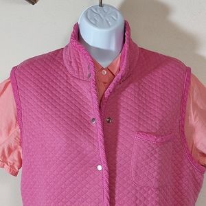 Rafaella Pink Quilted Vest, 2 Side Pockets One Chest Pocket, size large